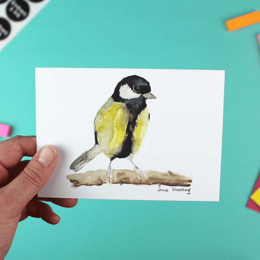 Great Tit Greetings Card - A6 Blank Inside