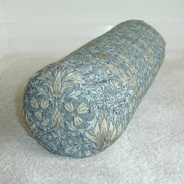 William Morris Blue Snakeshead Bolster Cushion COVER 16" Cylinder