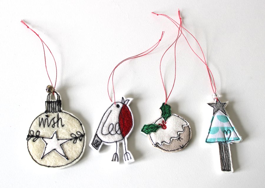 Miniature Christmas Decorations - Pack of 4