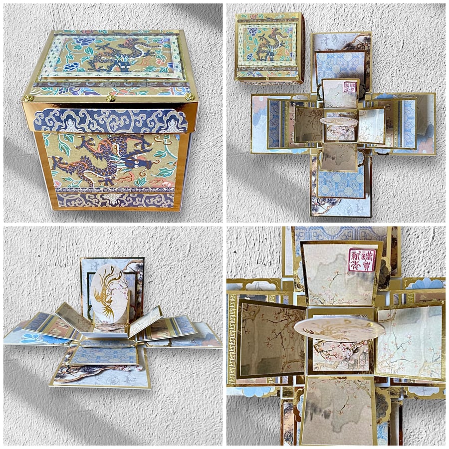 3D Box Card. Special occasion 3D exploding box card. Taste of the Orient.