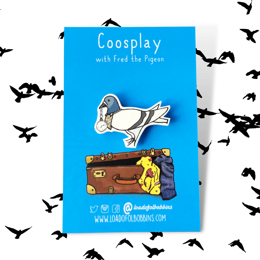 Dr Coo Illustration Pigeon Lapel Pin Inspired by the 8th Seconds Sunday