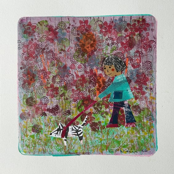 Let's go Walkies - Mixed media.   Original Art