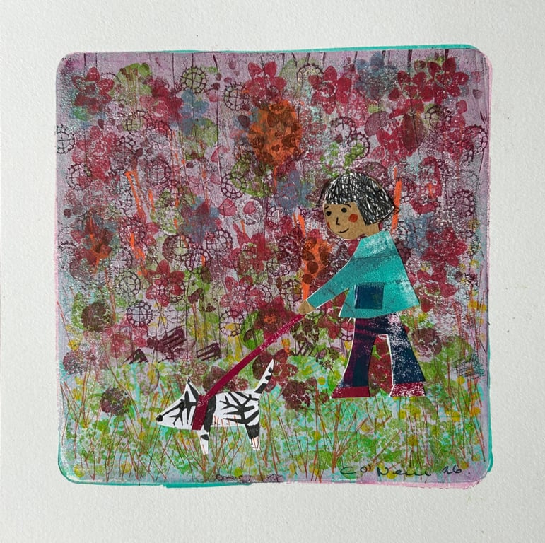 Let's go Walkies - Mixed media.   Original Art