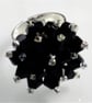 Black Crystal Bead Bling Ring - UK Free Post - Image 1