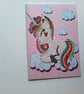 Blank unicorn card. Handmade card. Bead art. Diamond art. Ref 116 - Image 3