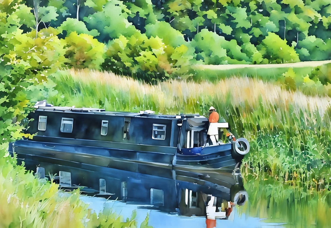 Canal Boat Norfolk A5 Greeting Card 