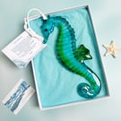 Fused Glass Seahorse - Blues - Teal - Green