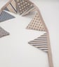 Mini bunting in cream and blue contrasting fabrics.   - Image 7
