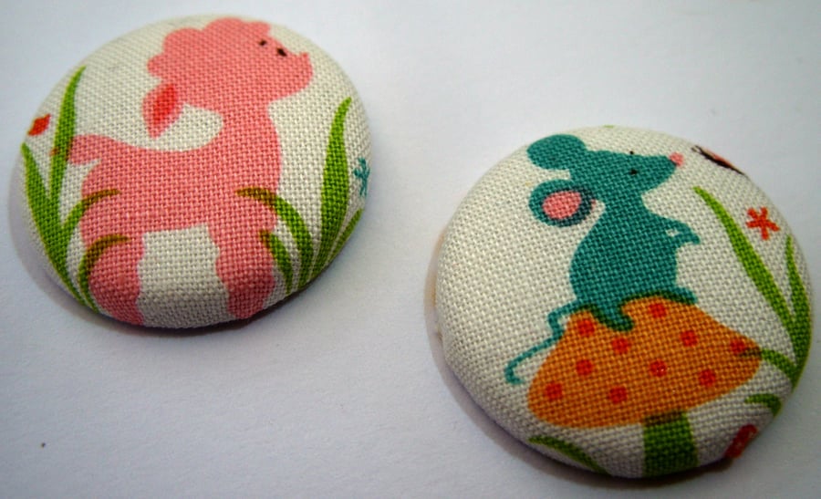 Lamb & Mouse Fabric Badge Set