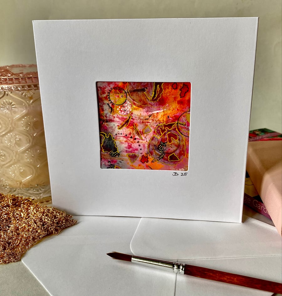 Abstract hand painted watercolour card 