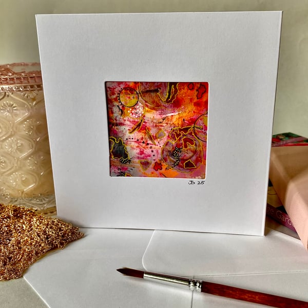 Abstract hand painted watercolour card 