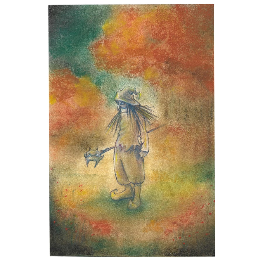 Gothic Cute Autumn Character Greeting Card, Gothic Art, Whimsical,  Dark Art,