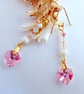 Pink Crystal Heart Earrings With Rose Quartz & Shell - Bridesmaid Gift, Birthday - Image 5