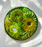 Hand embroidered radiant sunflower brooch, 
