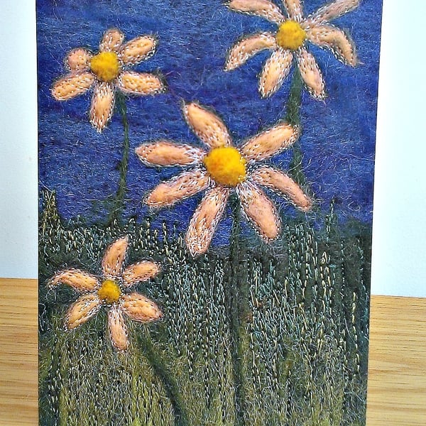 Daisy Greeting Card Image From Original Textile Art
