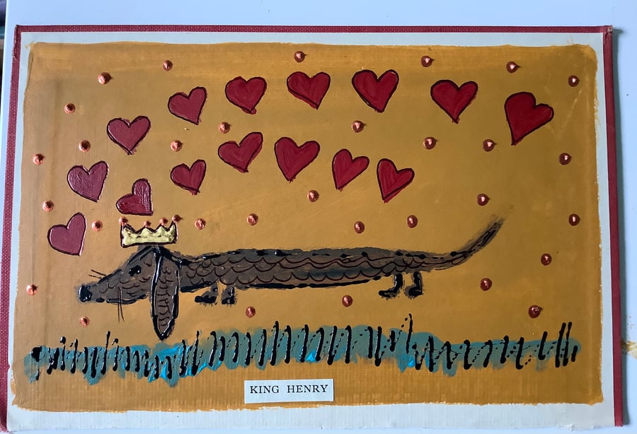 Sausage dog painting. Dachshund drawing. Dogs. Book cover art