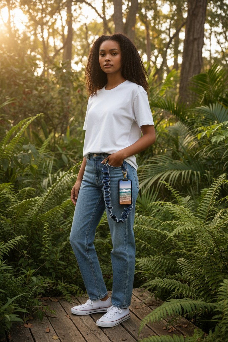 Denim mobile phone strap