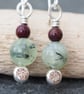 Earrings, Mookaite and Prehnite silver dangle drop earrings, handmade jewellery