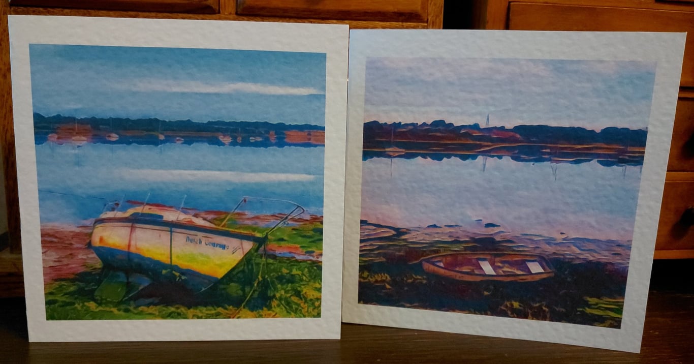 By The Water 4 Cards - Dutch Courage, Blue Waters, By the Harbour, Lone Boat