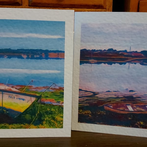 By The Water 4 Cards - Dutch Courage, Blue Waters, By the Harbour, Lone Boat