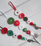 Set of Three Festive Button Dangle Christmas Tree Decorations - Image 3