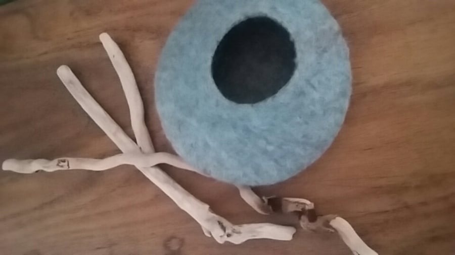 Grey and Duck Egg Blue Felted Vessel 