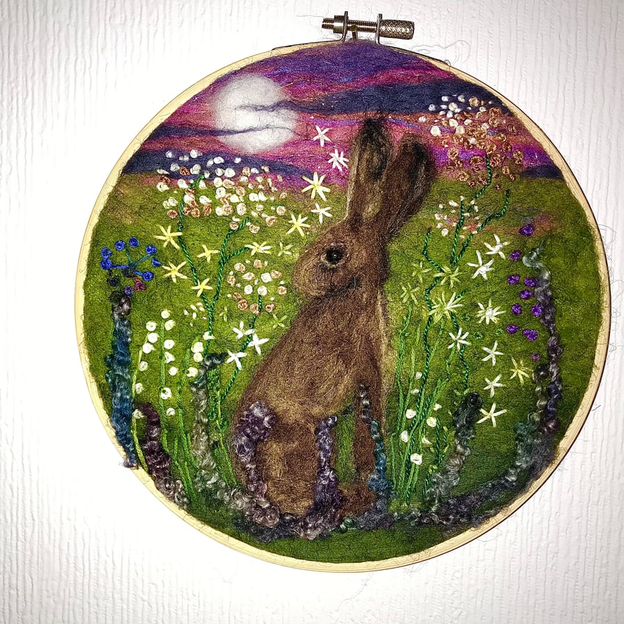 Needle felted hare picture 