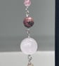 Rose Quartz and Jasper dropper earrings, sterling silver wires - Image 2