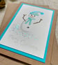 Christmas card, hand painted original, snowman with added sparkle - Image 3