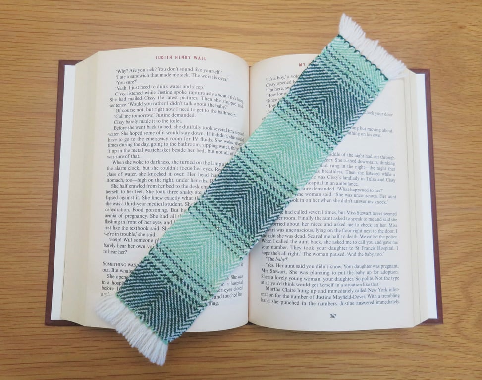 Handwoven Green Bookmark