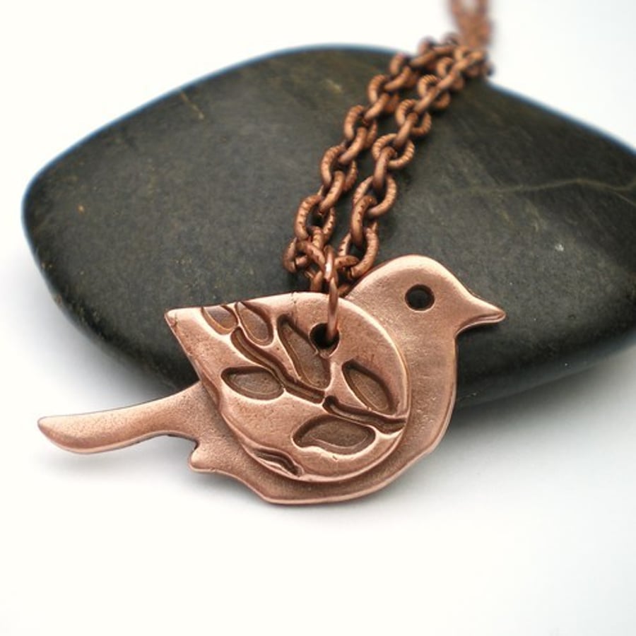 Copper Bird with Leaf Wing