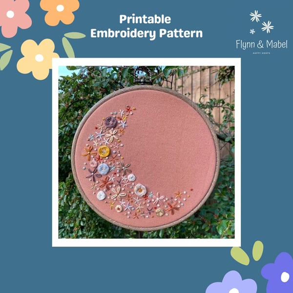 Moon Printable Embroidery Pattern