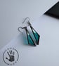 Marine blue stained glass dangle earrings, Unique jewellery for her - Image 6