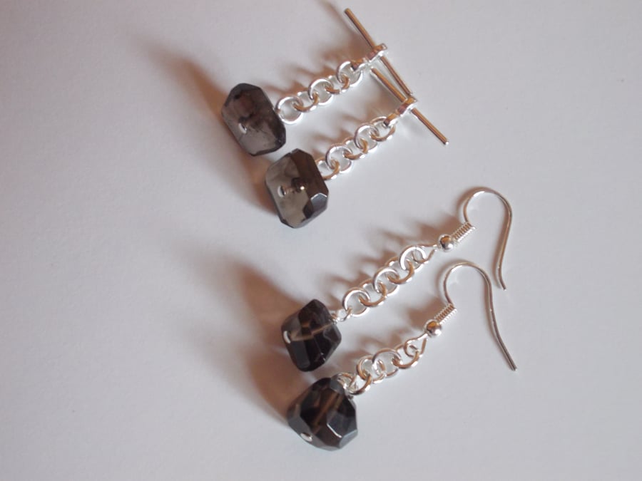 Smokey quartz earrings and cufflinks set