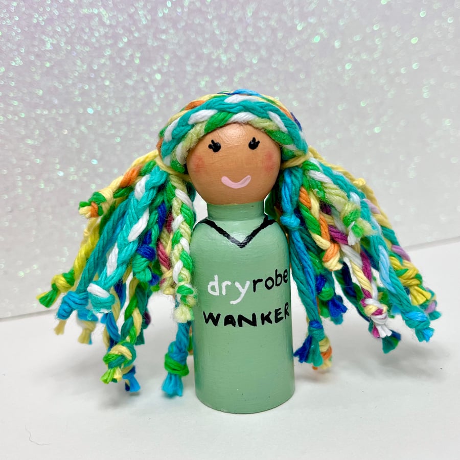 Green Dryrobe Wanker Peg Doll Ornament for Wild Swimmers Cold Water Dippers