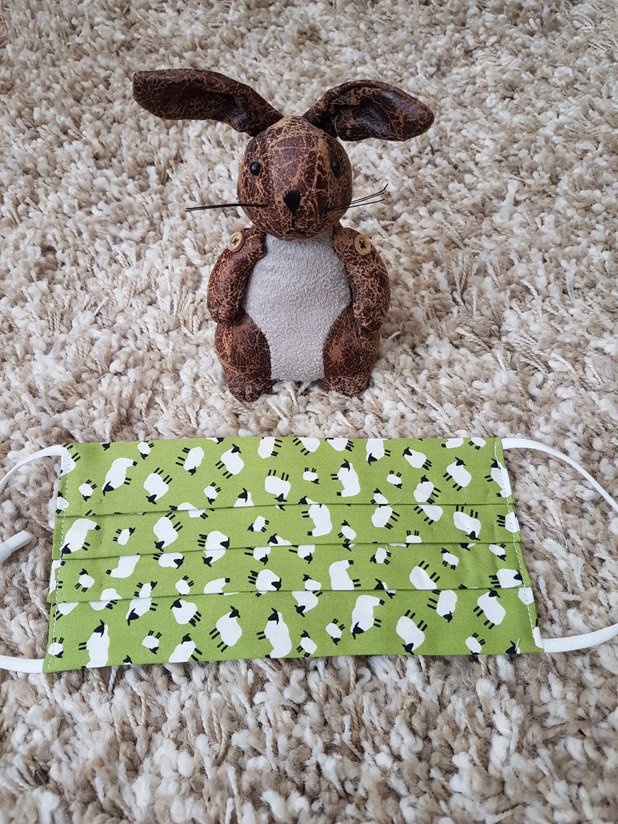 Adult  face covering - Green Sheep Print