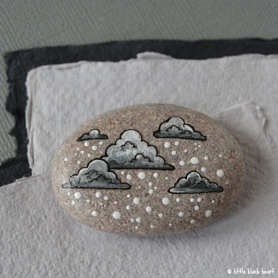 snow cloud 2 - painted pebble