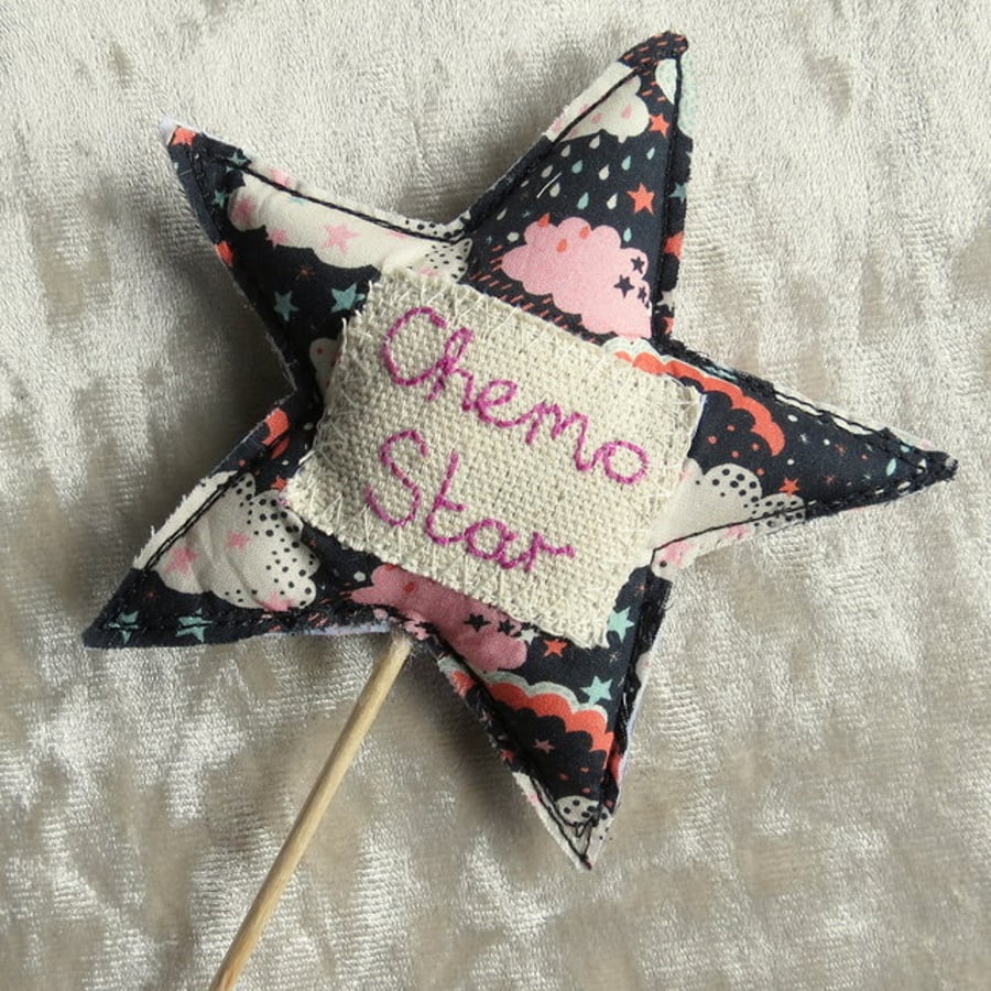 Chemo star.  Cancer gift.  A decorative star made from Liberty Lawn.
