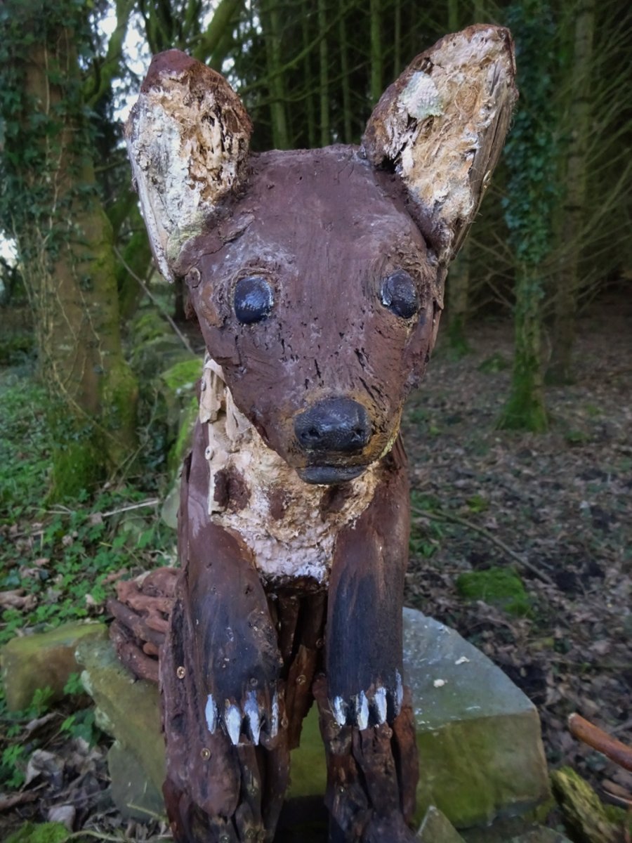 Pine Marten sculpture made from driftwood - support rewilding