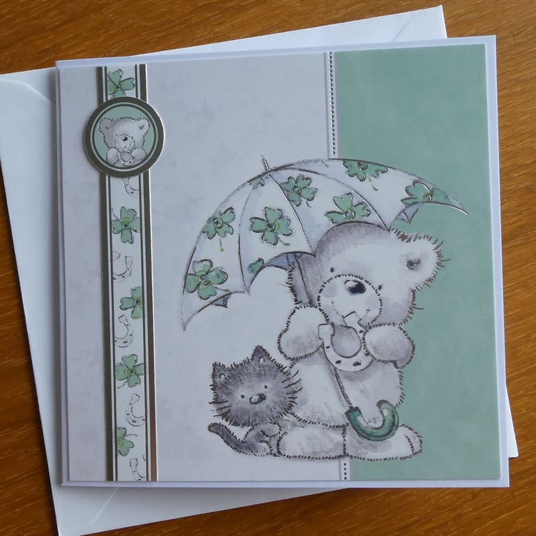 Good Luck Card - Bear and Cat