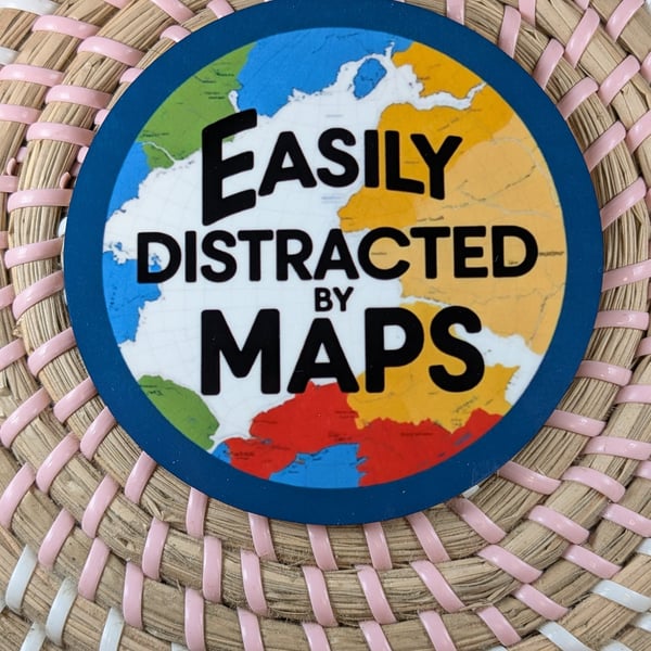 Easily Distracted By Maps Coaster – Funny Travel Gift – Map Lover Coaster