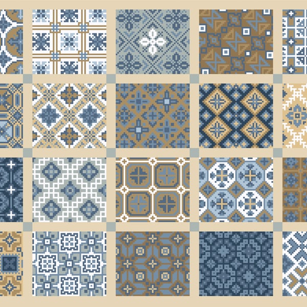 272 - Cross Stitch Pattern: Antique Sampler Textile Squares (PDF Counted Chart)