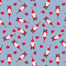 0.5m Tomten and Hearts on Blue Lewis and Irene 100% Cotton Fabric 112cm wide