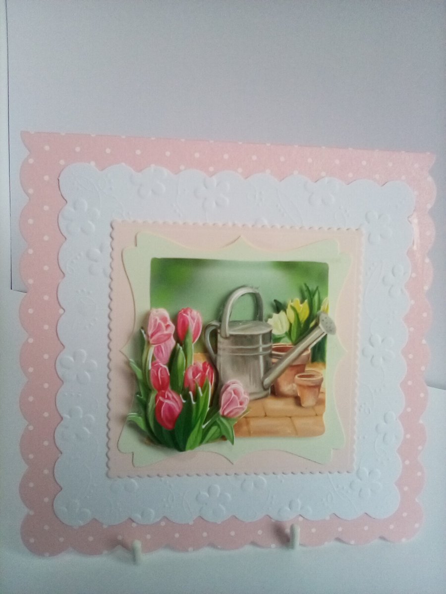 Decoupage open blank card for a garden lover