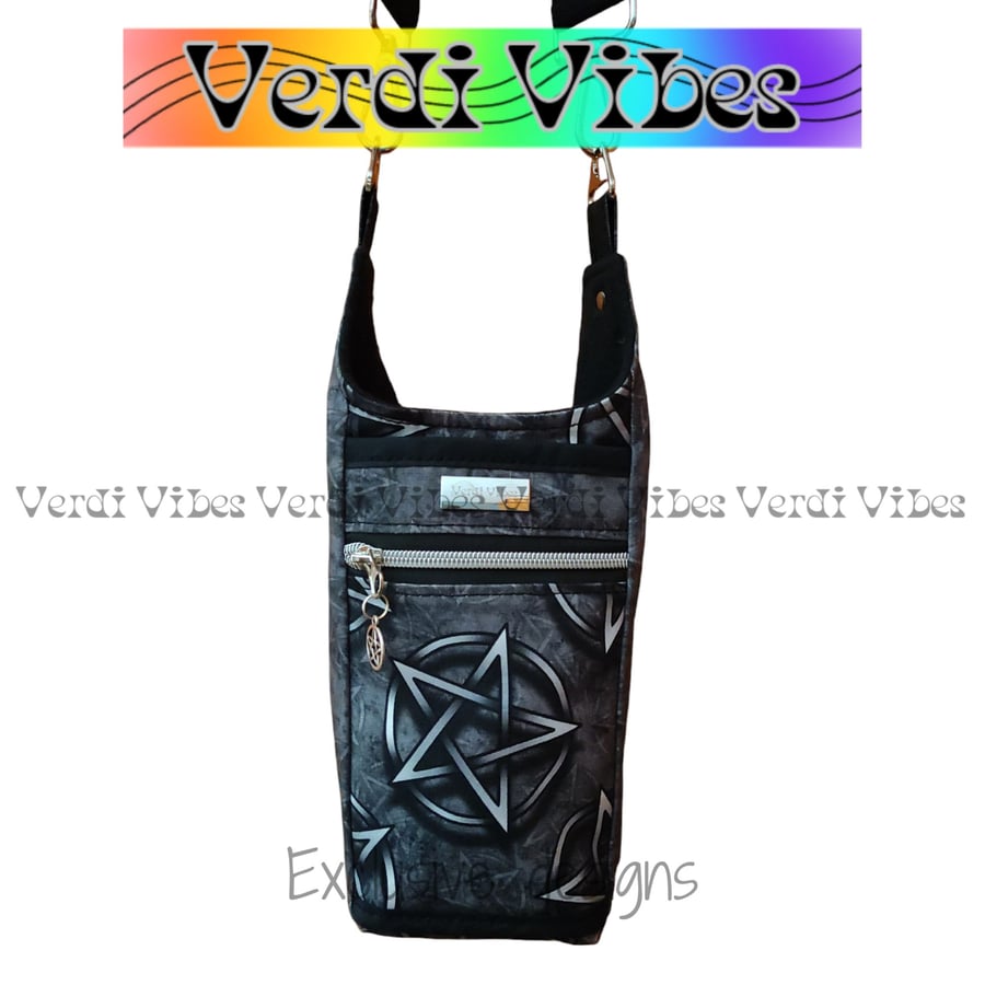 Silver grey pentacle crossbody sling bag