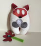 Corduroy Fox Plushie, Handmade Kawaii Fox Wish Guardian with silver dandelion - Image 1