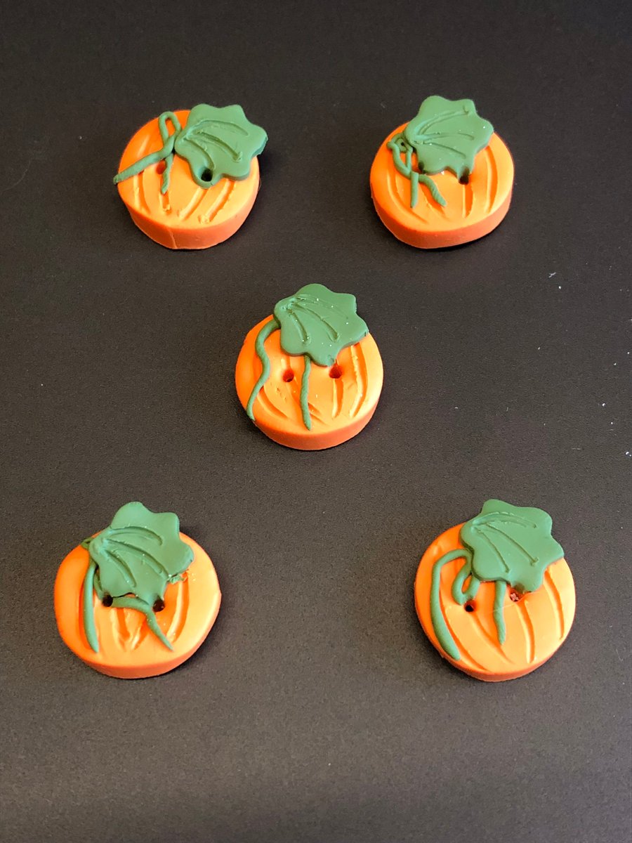 Pumpkin Design Polymer Clay Buttons 