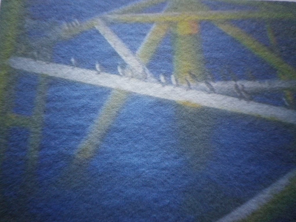 Sea Birds on the Rig, A4 unframed,mounted, free hook & easel, 6737 free shipping