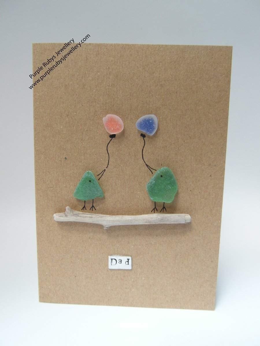 Green Birds & Balloons - Dad - Fathers Day - Birthday Card C098