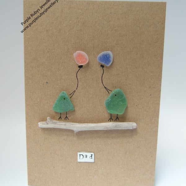 Green Birds & Balloons - Dad - Fathers Day - Birthday Card C098